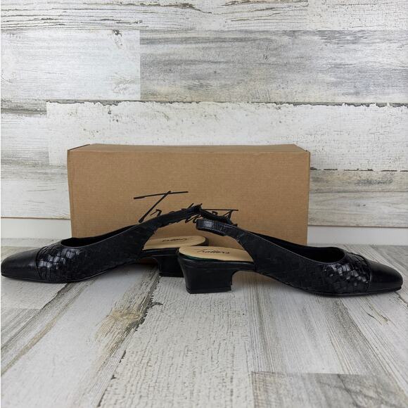 Trotters womens 8.5 Dea black woven leather slingback slip on shoe new pump - Picture 4 of 8
